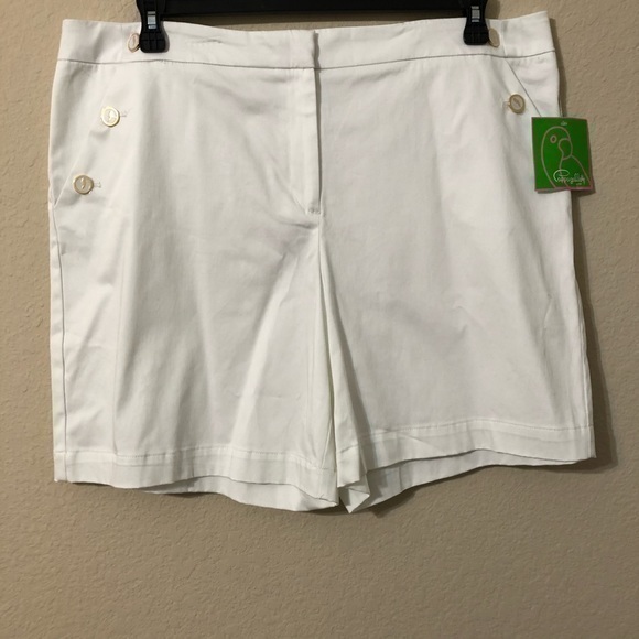 Pappagallo Shorts White Buttons Nautical Classic - Picture 1 of 6